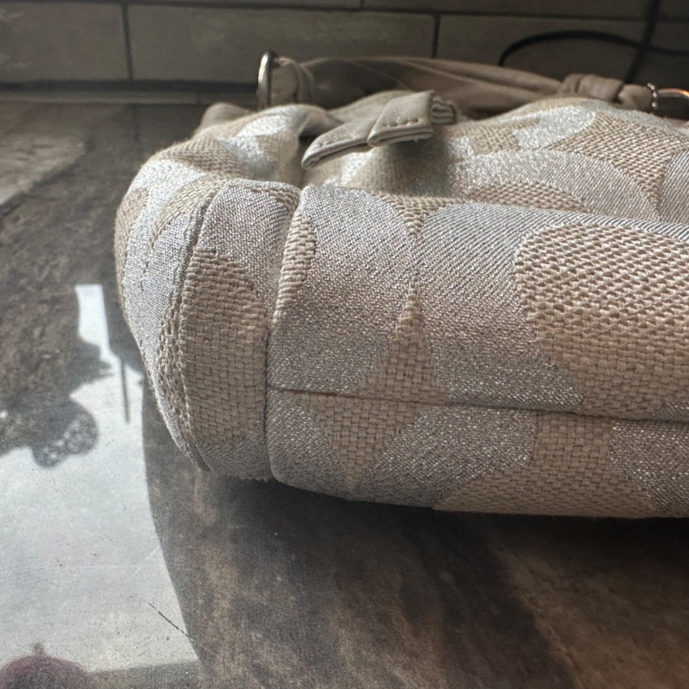 Coach Metallic Silver and Taupe Signature Hobo Bag - Picture 12 of 12